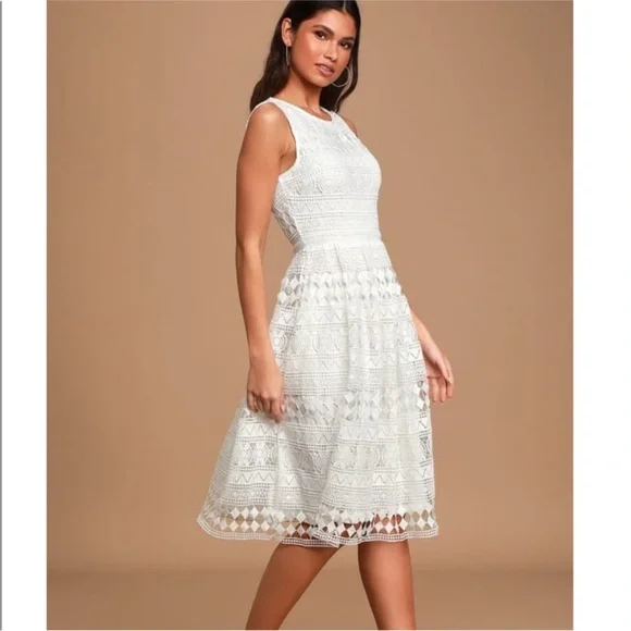 Lulu’s Madly in Love White Lace Midi Dress Size XS - Picture 3 of 14